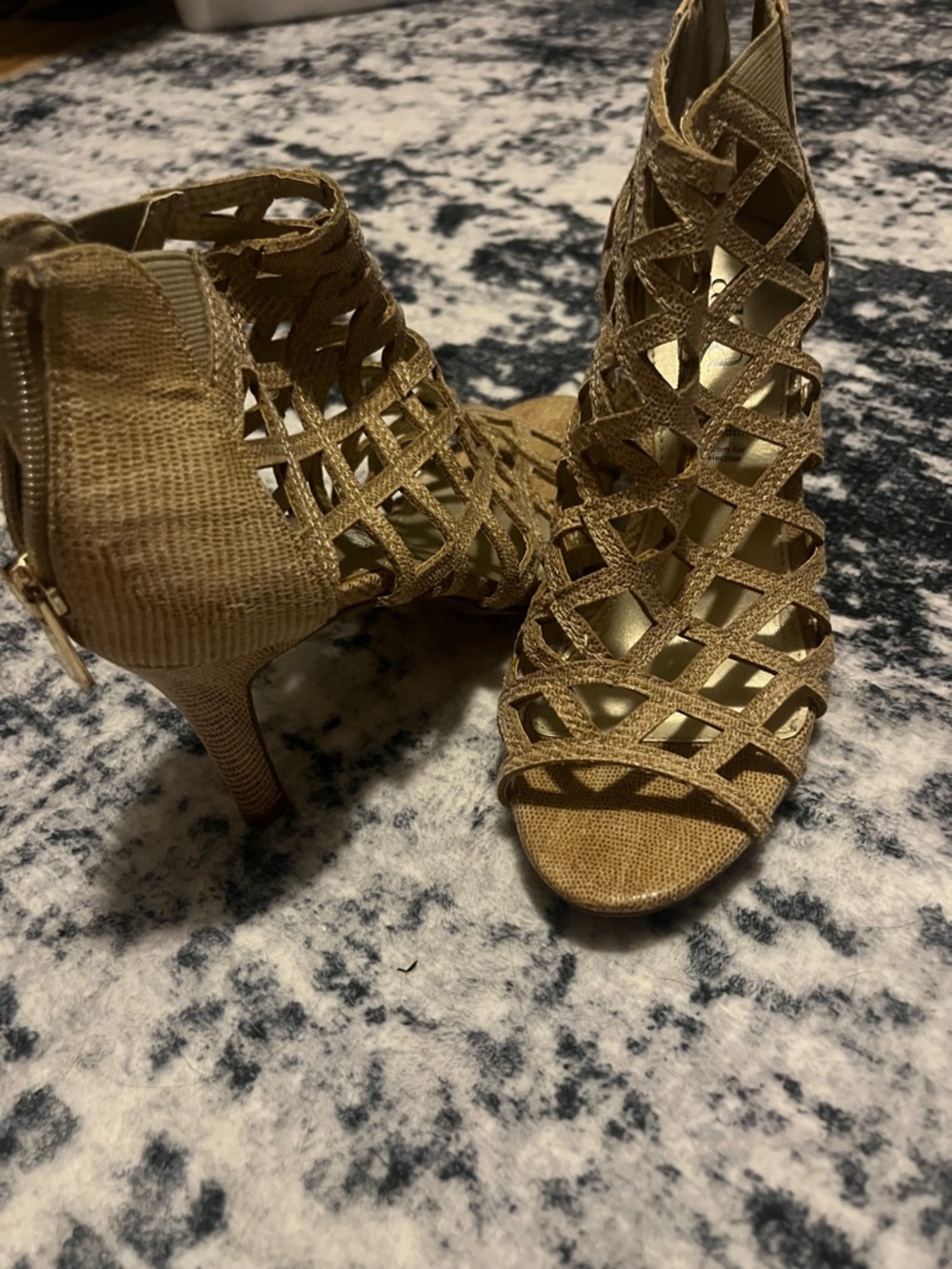 a.n.a Metallic Gold Strappy High Heel Sandals